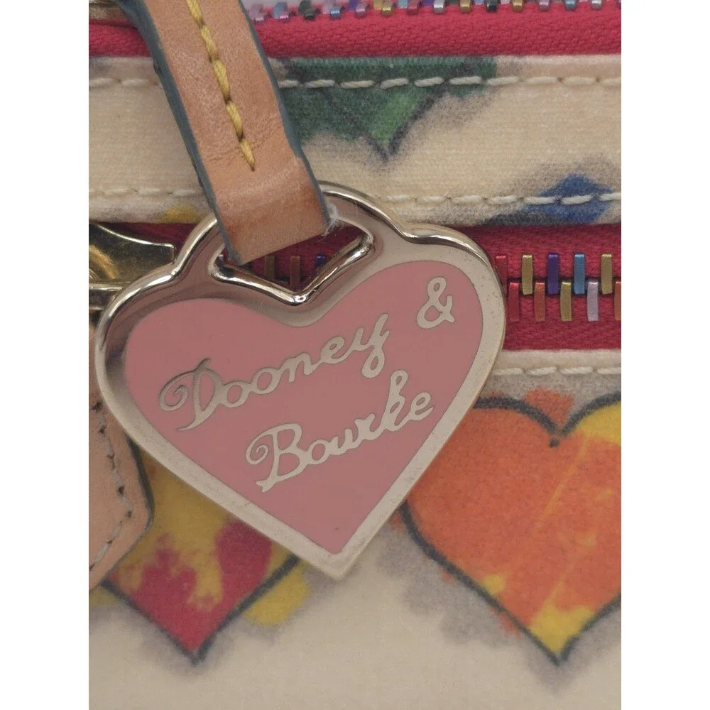 Dooney And Bourke Coin Purse Rainbow Zipper Wallet With Key Ring Hearts